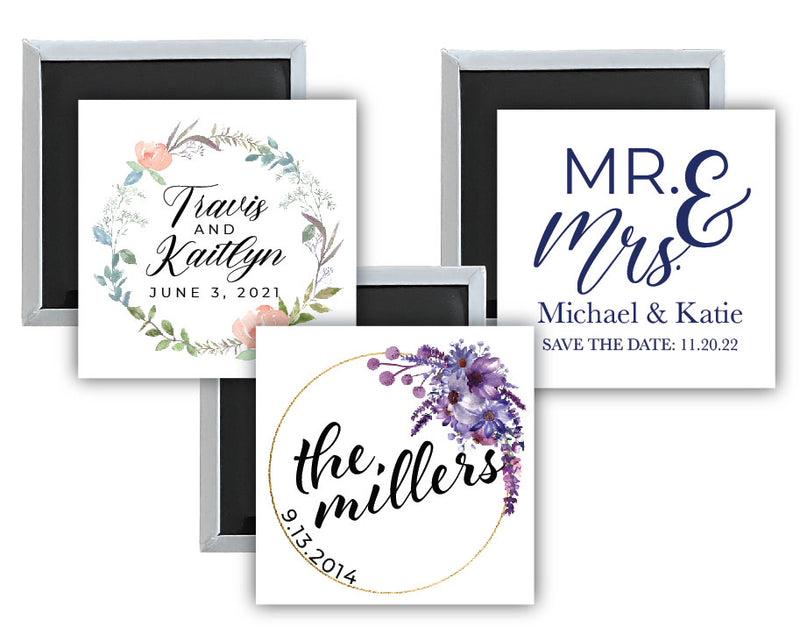 Custom Wedding 2.5 x 2.5-Inch Fridge Magnet Save The Date Personalized with Photo and Text, Bulk Wedding Favors for Guest