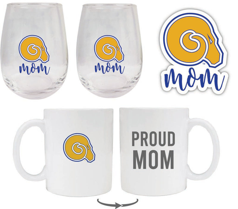 Albany State University Collegiate Mom Gift Set - Decal, Coffee Mug & Stemless Wine Glass