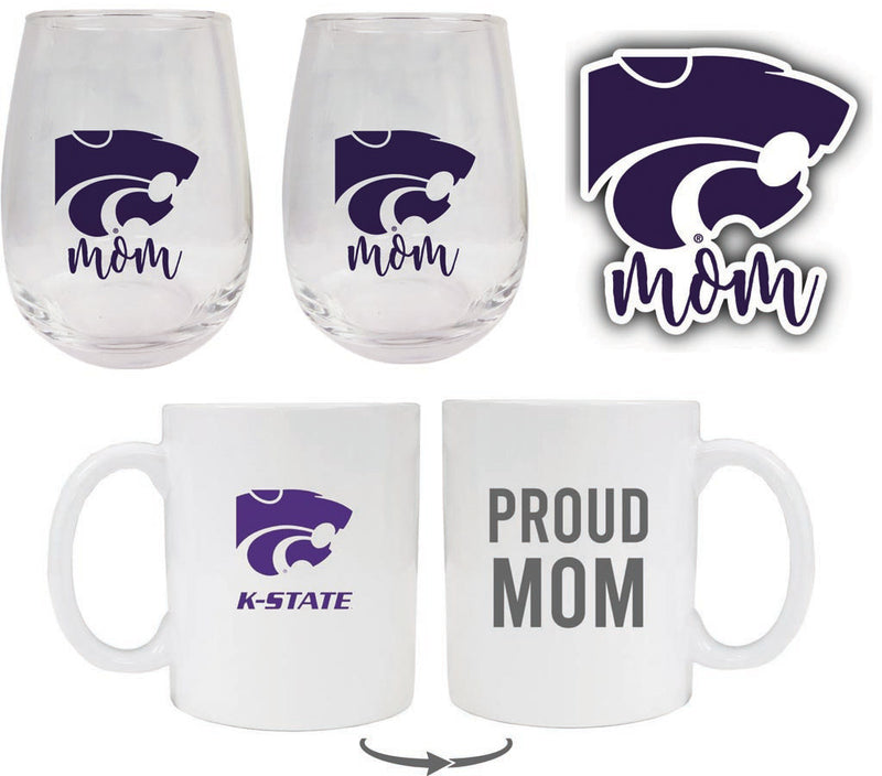 Kansas State Wildcats Collegiate Mom Gift Set - Decal, Coffee Mug & Stemless Wine Glass