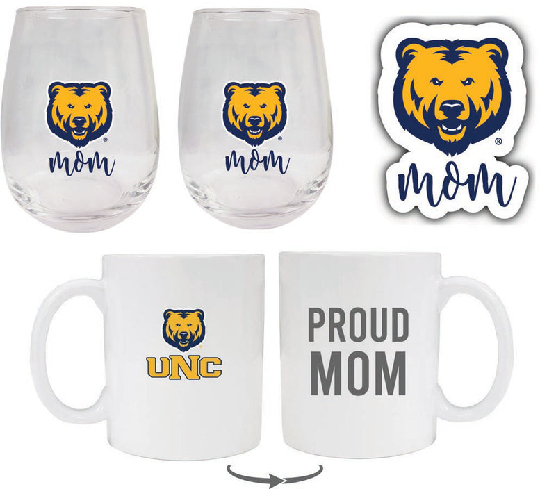 Northern Colorado Bears Collegiate Mom Gift Set - Decal, Coffee Mug & Stemless Wine Glass