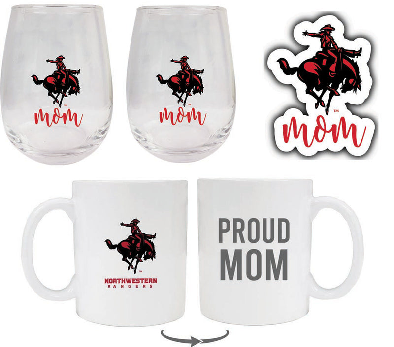 Northwestern Oklahoma State University Collegiate Mom Gift Set - Decal, Coffee Mug & Stemless Wine Glass