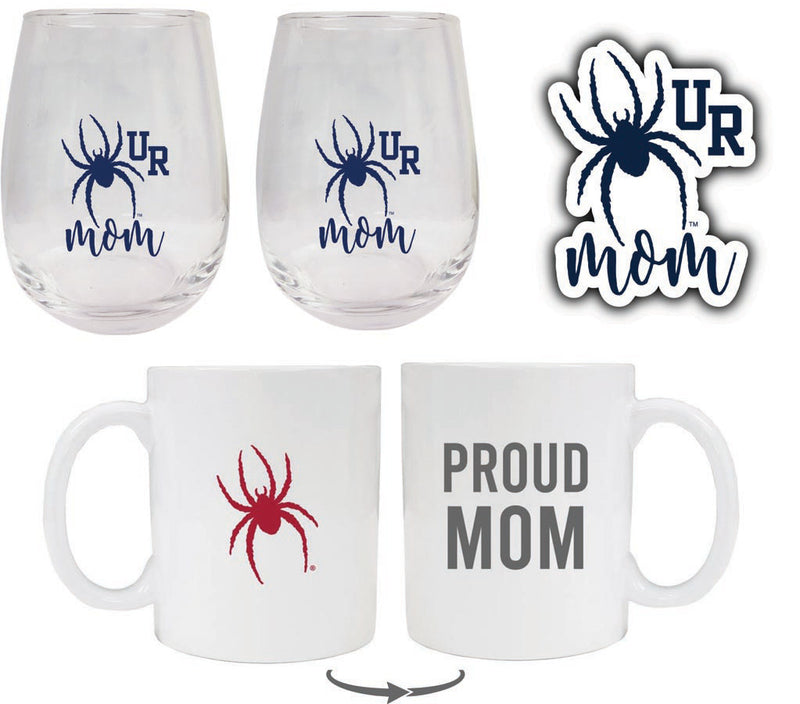 Richmond Spiders Collegiate Mom Gift Set - Decal, Coffee Mug & Stemless Wine Glass