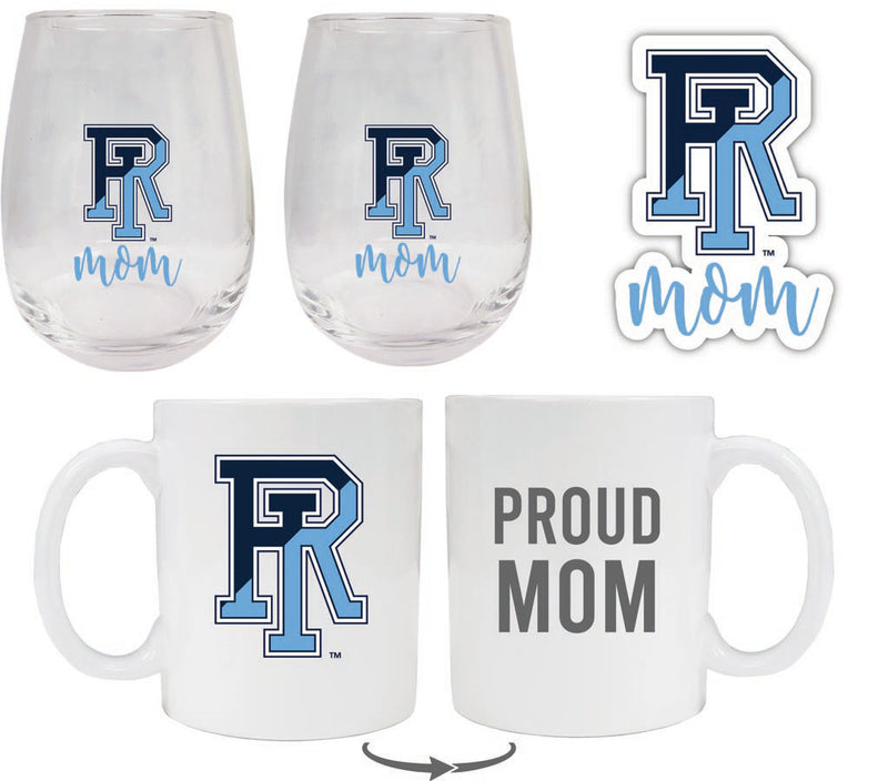 Rhode Island University Collegiate Mom Gift Set - Decal, Coffee Mug & Stemless Wine Glass