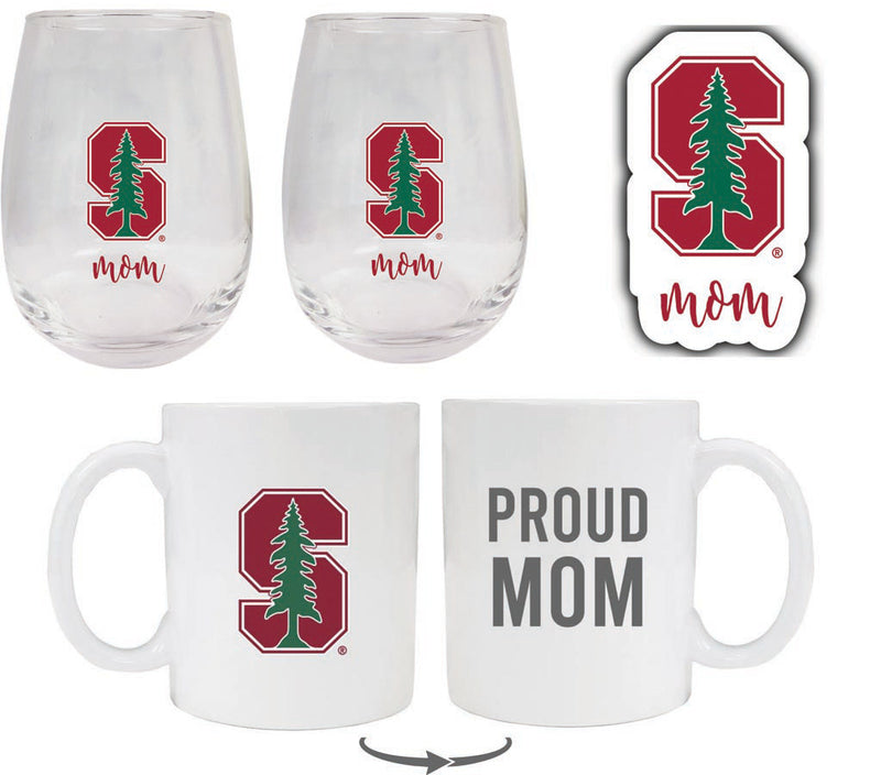 Stanford University Collegiate Mom Gift Set - Decal, Coffee Mug & Stemless Wine Glass