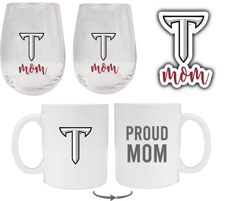 Troy University Collegiate Mom Gift Set - Decal, Coffee Mug & Stemless Wine Glass