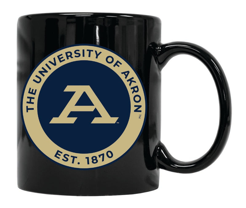 Akron Zips 12 oz Black Ceramic Coffee Mug Circle Design Officially Licensed Collegiate Product