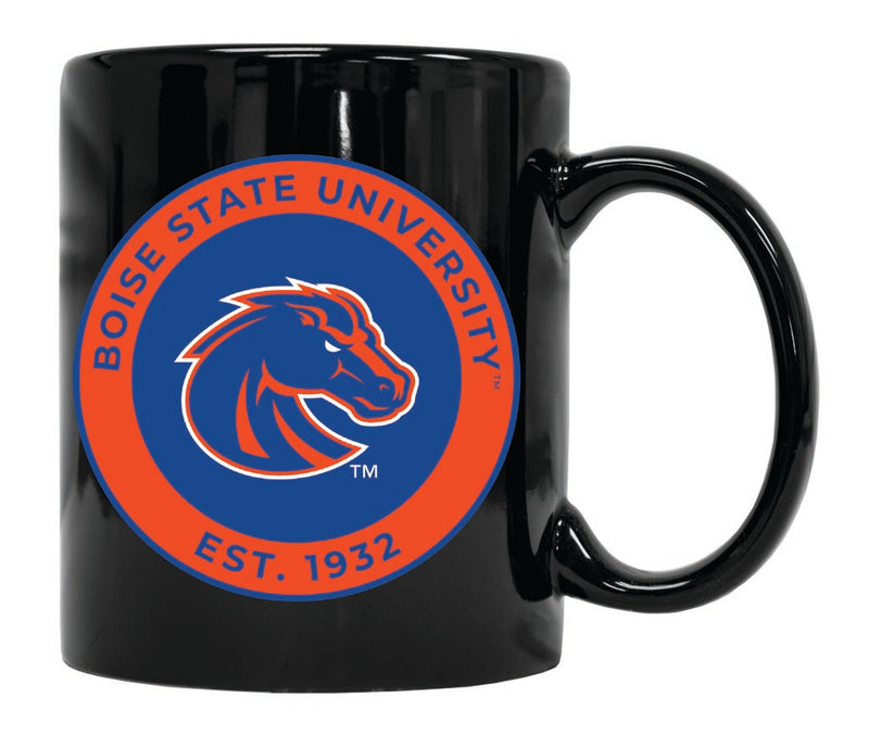 Boise State Broncos 12 oz Black Ceramic Coffee Mug Circle Design Officially Licensed Collegiate Product