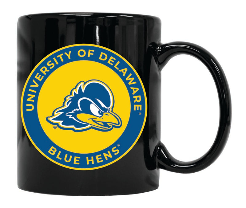 Delaware Blue Hens 12 oz Black Ceramic Coffee Mug Circle Design Officially Licensed Collegiate Product