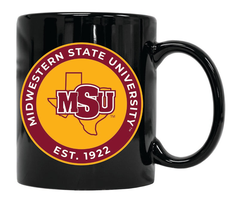 Midwestern State University Mustangs 12 oz Black Ceramic Coffee Mug Circle Design Officially Licensed Collegiate Product