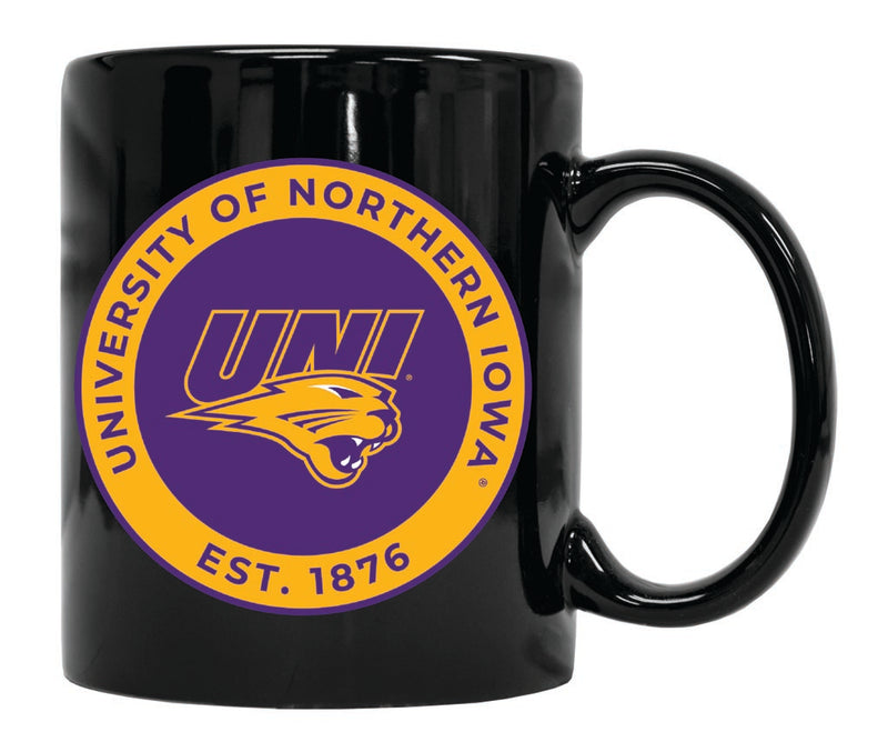 Northern Iowa Panthers 12 oz Black Ceramic Coffee Mug Circle Design Officially Licensed Collegiate Product