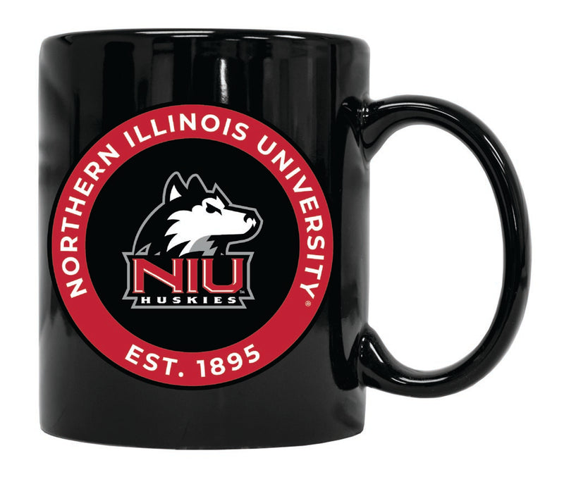 Northern Illinois Huskies 12 oz Black Ceramic Coffee Mug Circle Design Officially Licensed Collegiate Product