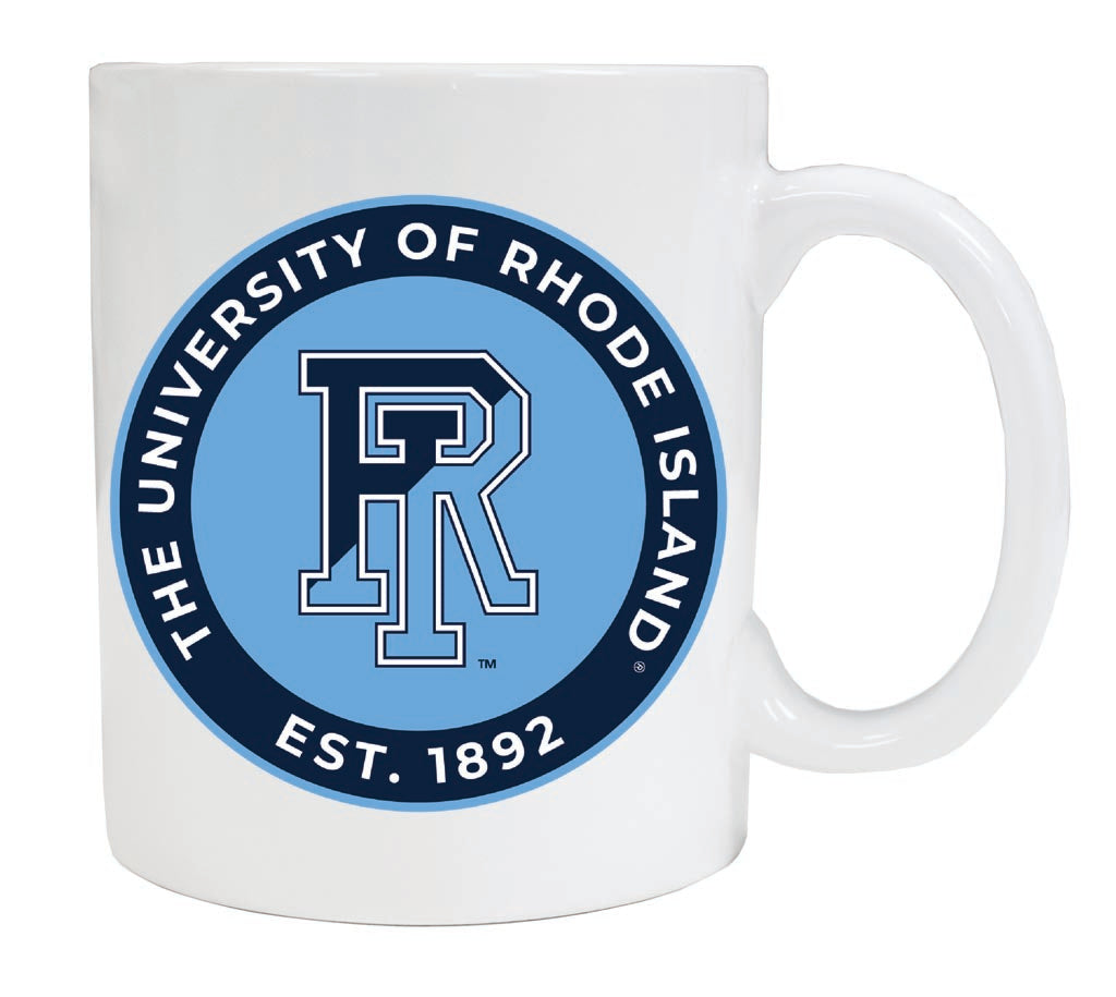Rhode Island University 12 oz White Ceramic Coffee Mug Circle Design  Officially Licensed Collegiate Product 4-Pack  R & R INC.
