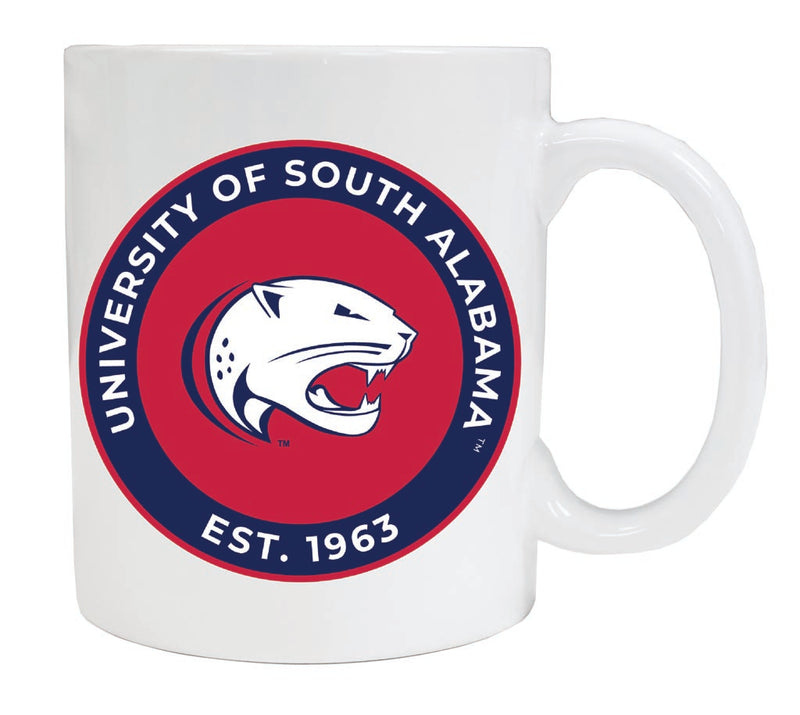 University of South Alabama 12 oz White Ceramic Coffee Mug Circle Design Officially Licensed Collegiate Product 2-Pack