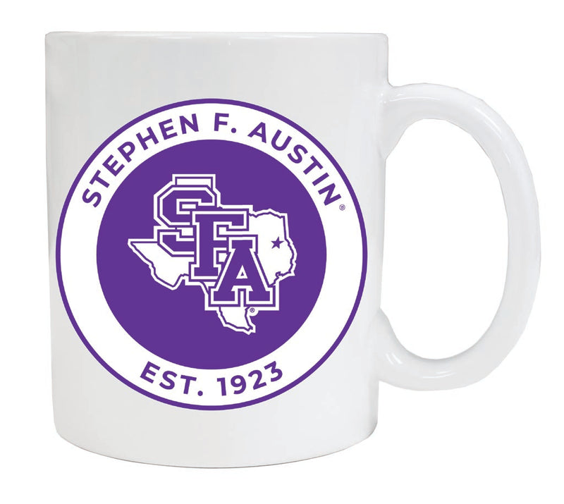 Stephen F. Austin State University 12 oz White Ceramic Coffee Mug Circle Design Officially Licensed Collegiate Product 4-Pack