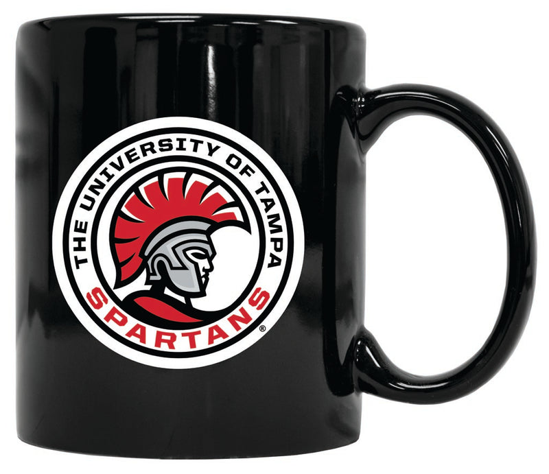 University of Tampa Spartans 12 oz Black Ceramic Coffee Mug Circle Design Officially Licensed Collegiate Product 4-Pack