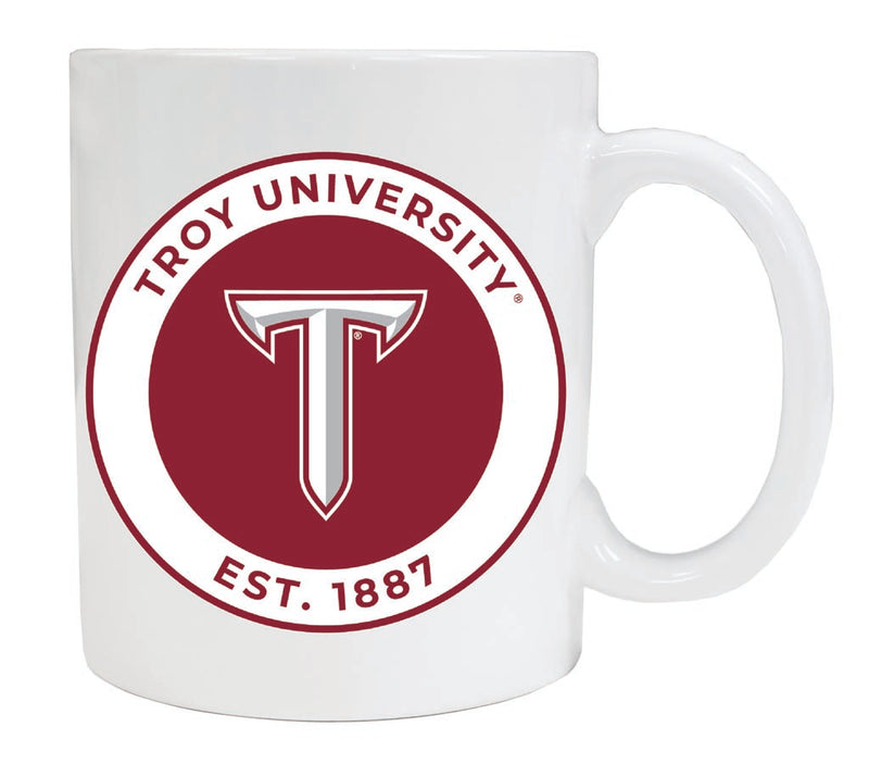 Troy University 12 oz White Ceramic Coffee Mug Circle Design Officially Licensed Collegiate Product Single