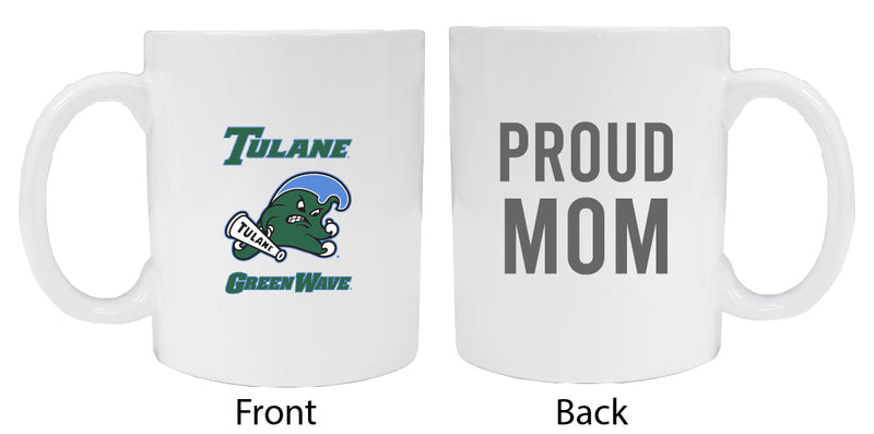 Tulane University Green Wave Proud Mom Ceramic Coffee Mug - White