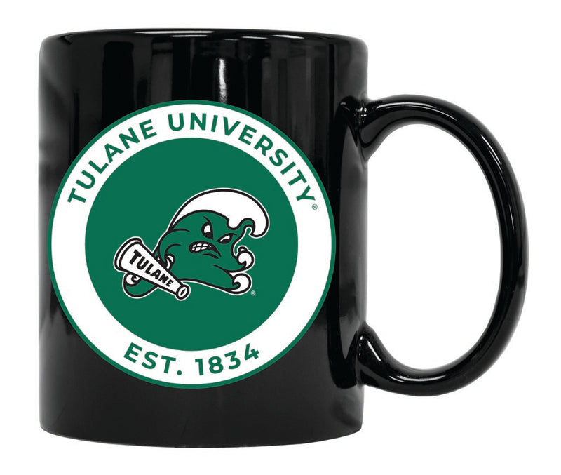Tulane University Green Wave 12 oz Black Ceramic Coffee Mug Circle Design Officially Licensed Collegiate Product 4-Pack
