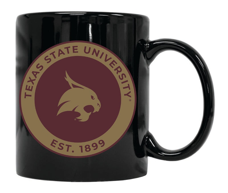 Texas State Bobcats 12 oz Black Ceramic Coffee Mug Circle Design Officially Licensed Collegiate Product 2-Pack