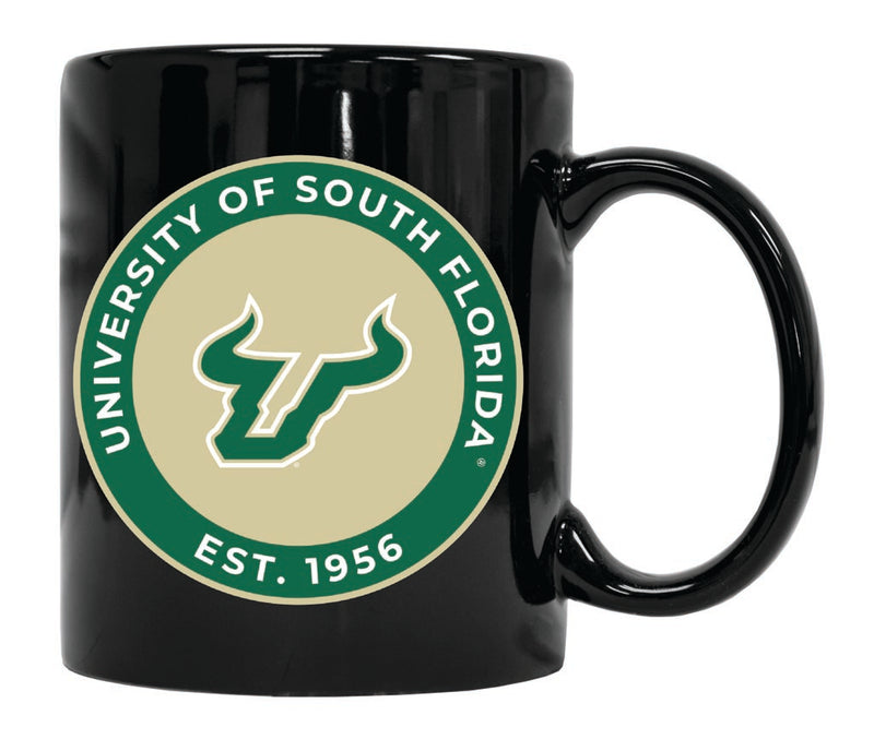 South Florida Bulls 12 oz Black Ceramic Coffee Mug Circle Design Officially Licensed Collegiate Product 2-Pack