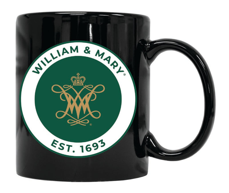 William and Mary 12 oz Black Ceramic Coffee Mug Circle Design Officially Licensed Collegiate Product 4-Pack