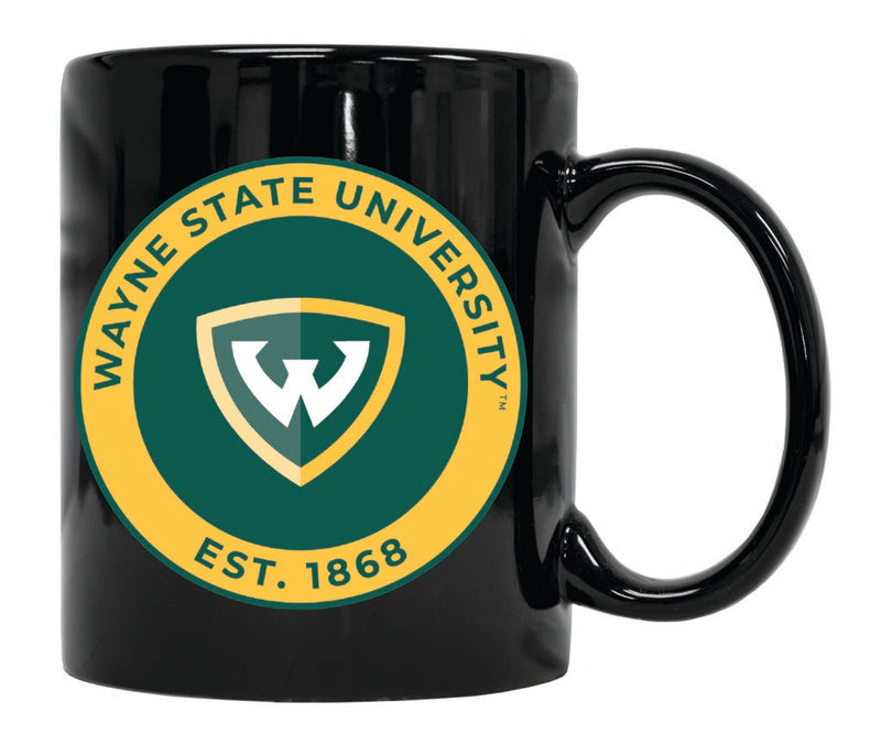 Wayne State 12 oz Black Ceramic Coffee Mug Circle Design Officially Licensed Collegiate Product 4-Pack