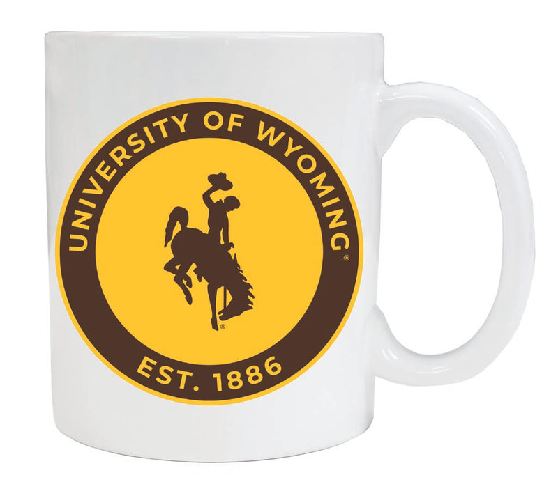 University of Wyoming 12 oz White Ceramic Coffee Mug Circle Design Officially Licensed Collegiate Product Single