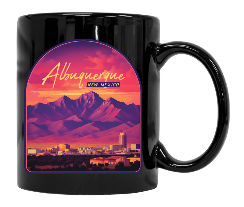 Alburqueque New Mexico Design B Souvenir 12 oz Ceramic Coffee Mug Black 2-Pack
