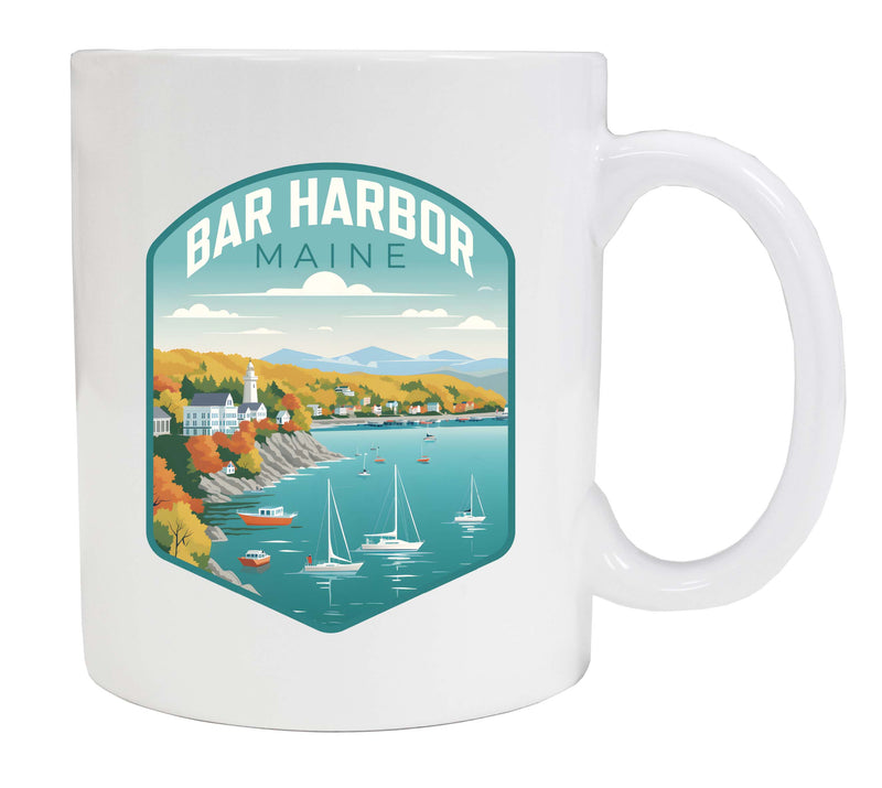 Bar Harbor Maine Design A Souvenir 12 oz Ceramic Coffee Mug White 2-Pack