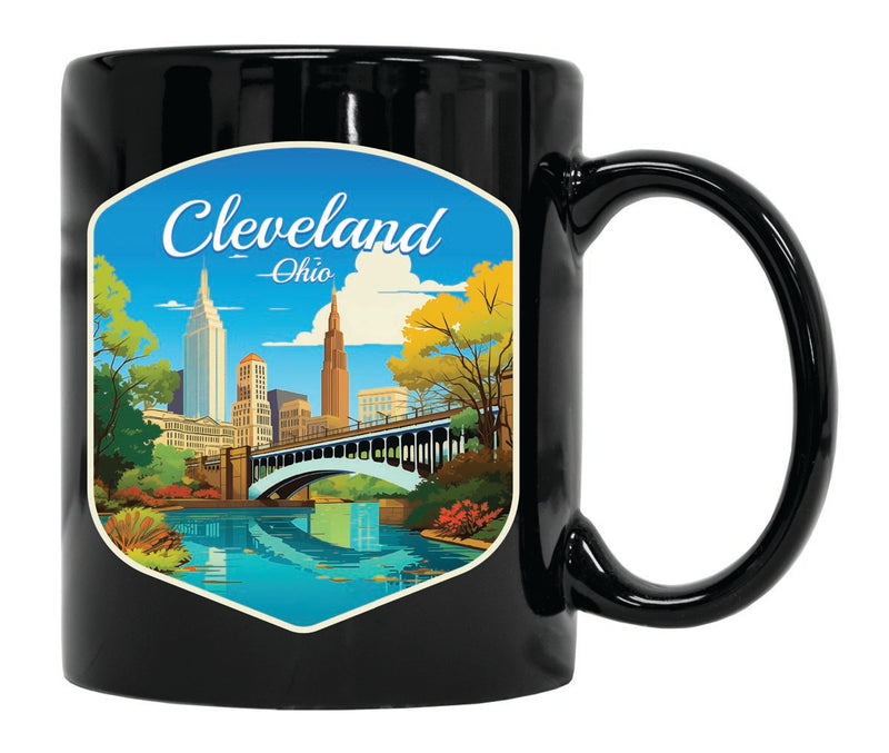 Cleveland Ohio Souvenir 12 oz Ceramic Coffee Mug Black