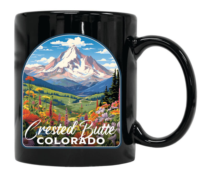 Crested Butte Mountain Colorado Souvenir 12 oz Ceramic Coffee Mug Black