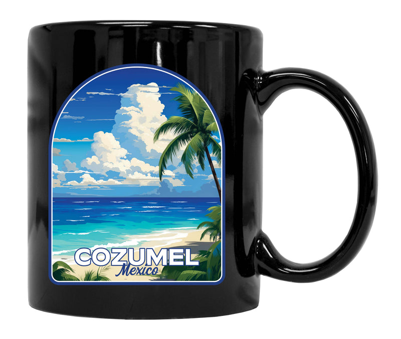 Cozumel Mexico Design C Souvenir 12 oz Ceramic Coffee Mug Black 4-Pack