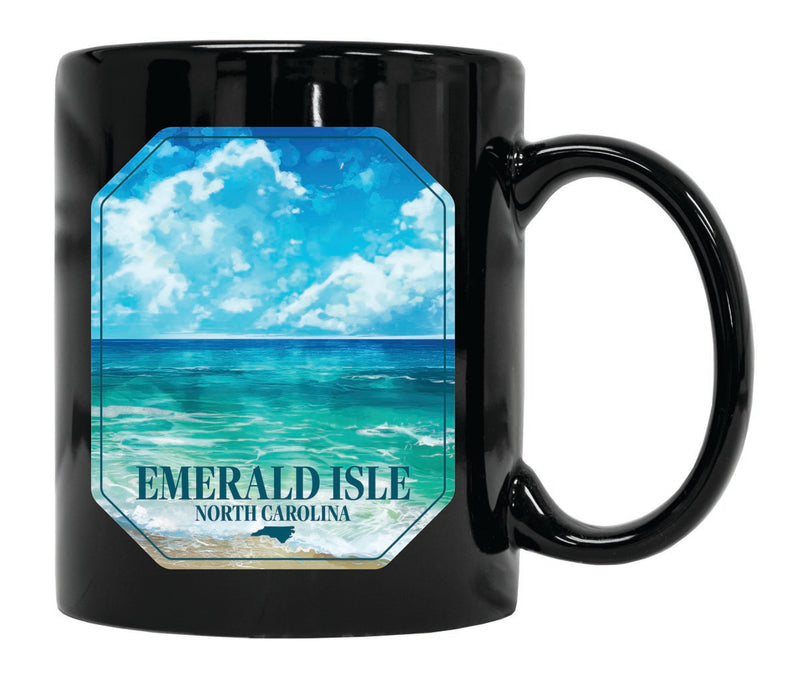 Emerald Isle North Carolina Souvenir 12 oz Ceramic Coffee Mug Black