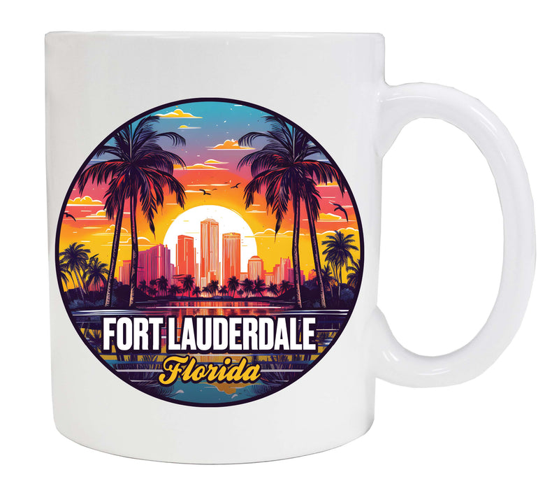 Fort Lauderdale Florida Design B Souvenir 12 oz Ceramic Coffee Mug White 2-Pack