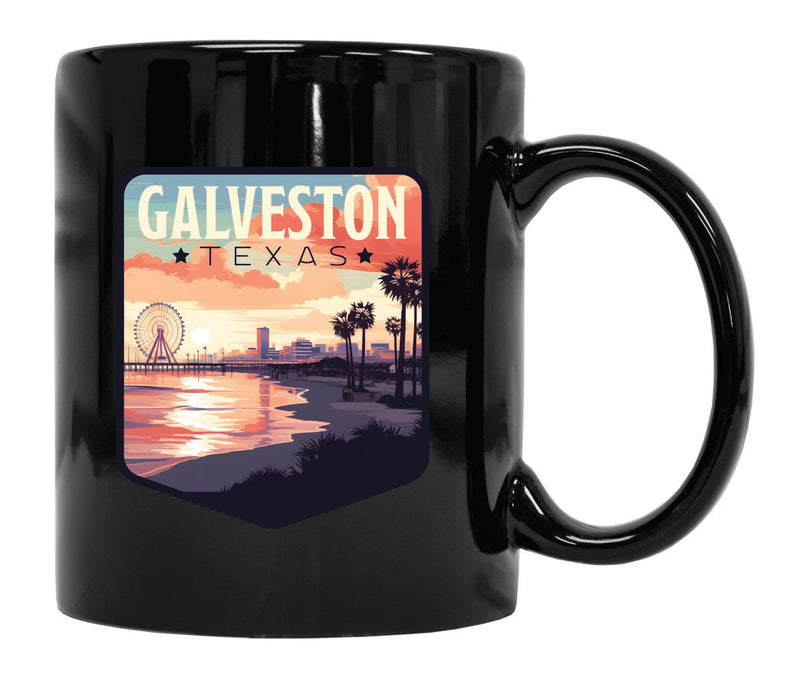 Galveston Texas Souvenir 12 oz Ceramic Coffee Mug Black