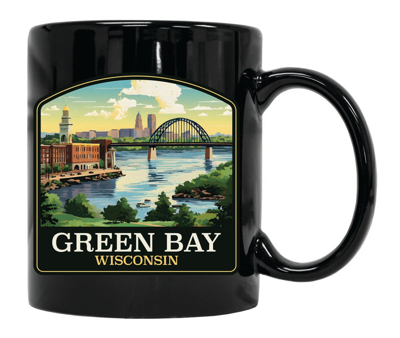 Green Bay Wisconsin Souvenir 12 oz Ceramic Coffee Mug Black