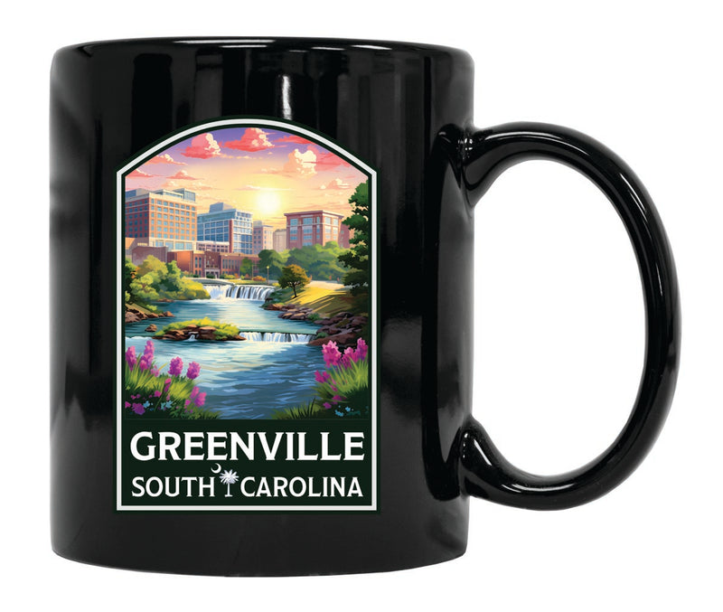Greenville South Carolina Souvenir 12 oz Ceramic Coffee Mug Black