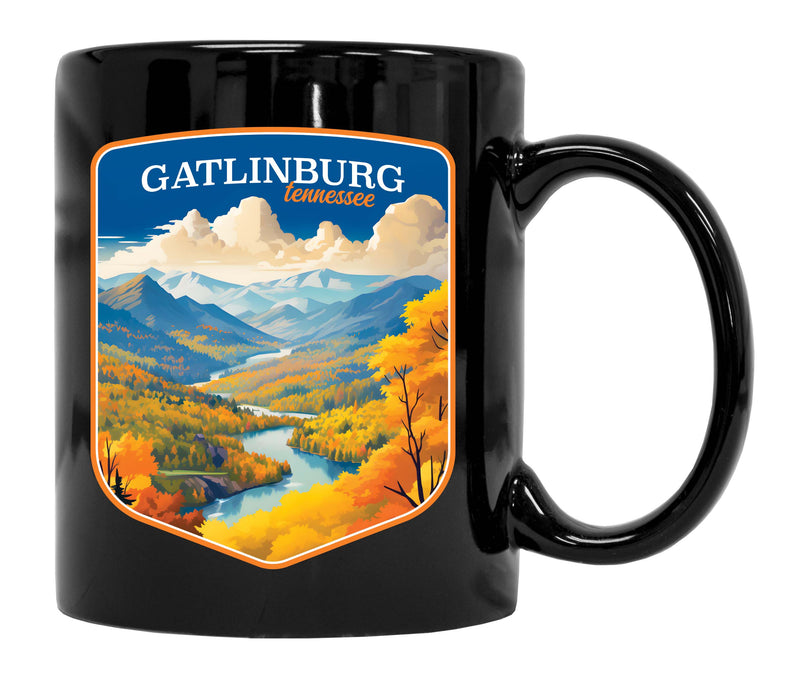 Gatlinburg Tennessee Design D Souvenir 12 oz Ceramic Coffee Mug Black 2-Pack