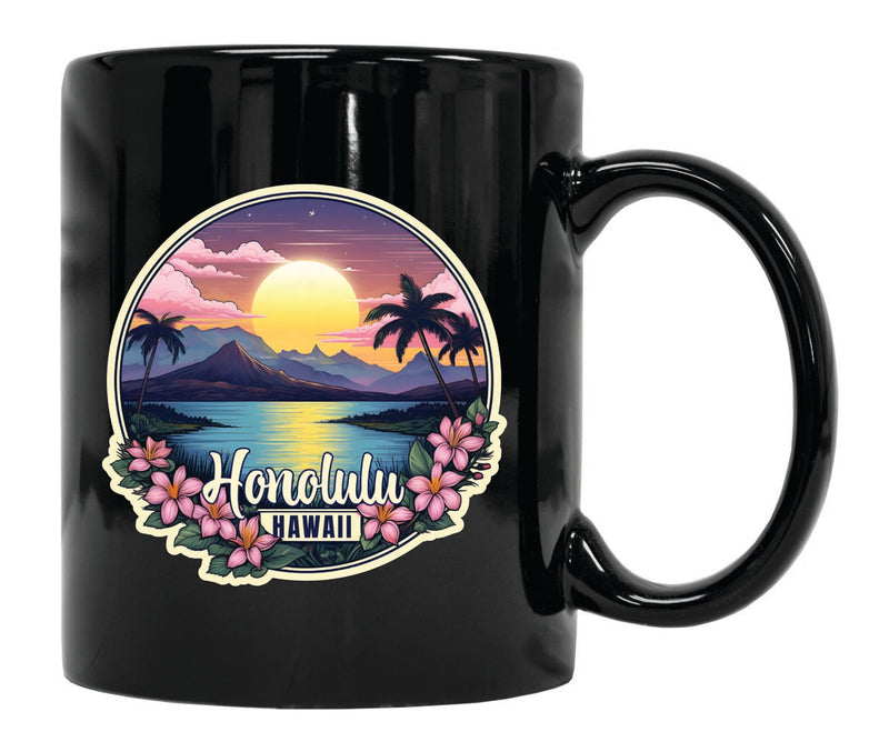 Honolulu Hawaii Souvenir 12 oz Ceramic Coffee Mug Black