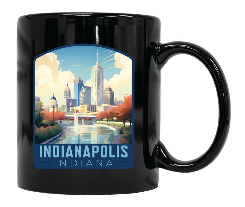 Indianapolis Indiana Souvenir 12 oz Ceramic Coffee Mug Black