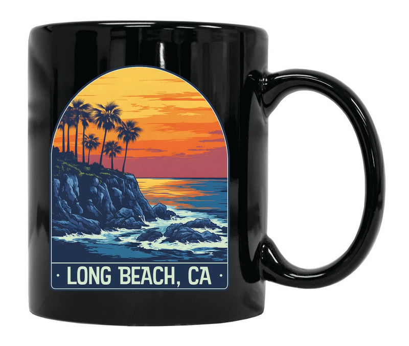 Long Beach Carolina Souvenir 12 oz Ceramic Coffee Mug Black