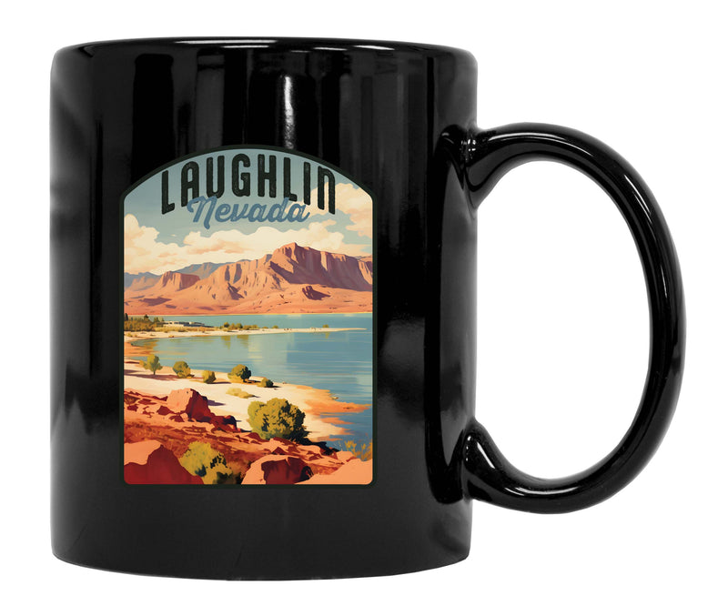 Laughlin Nevada Design B Souvenir 12 oz Ceramic Coffee Mug Black 2-Pack