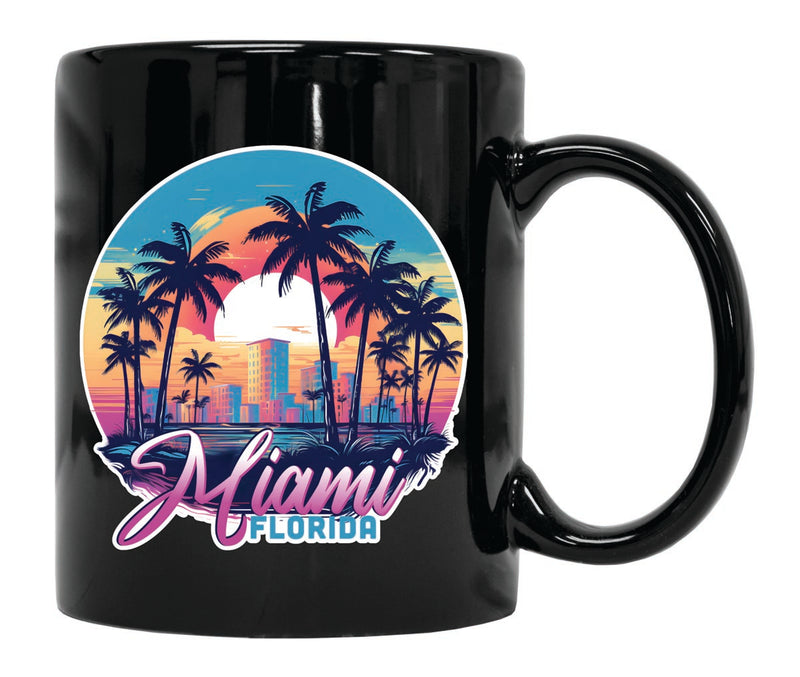 Miami Florida Souvenir 12 oz Ceramic Coffee Mug Black