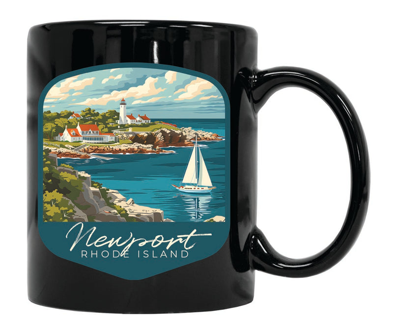 Newport Rhode Island Souvenir 12 oz Ceramic Coffee Mug Black