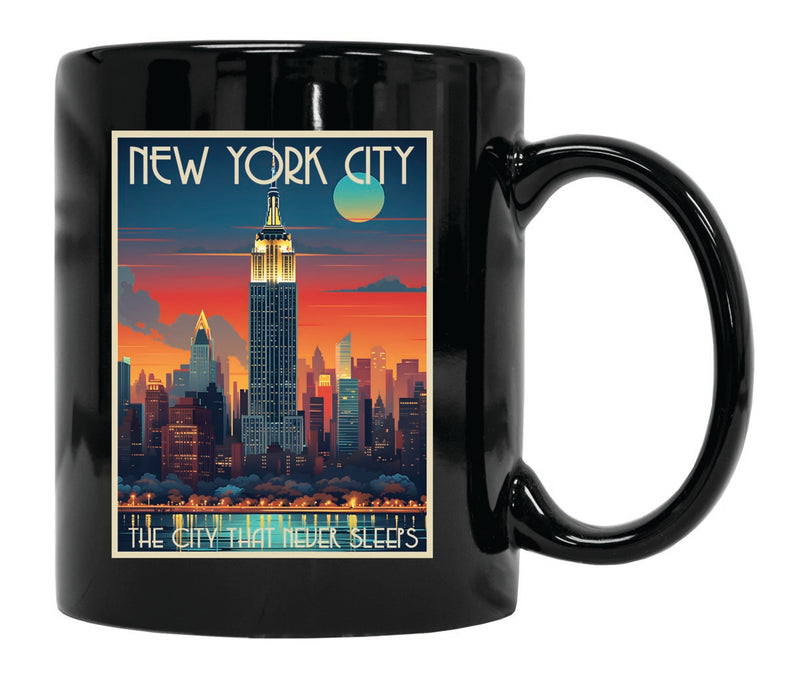 New York City, New York Souvenir 12 oz Ceramic Coffee Mug Black