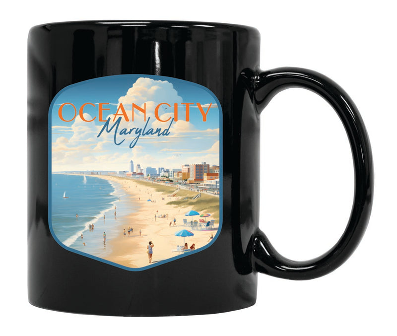 Ocean City Maryland Souvenir 12 oz Ceramic Coffee Mug Black