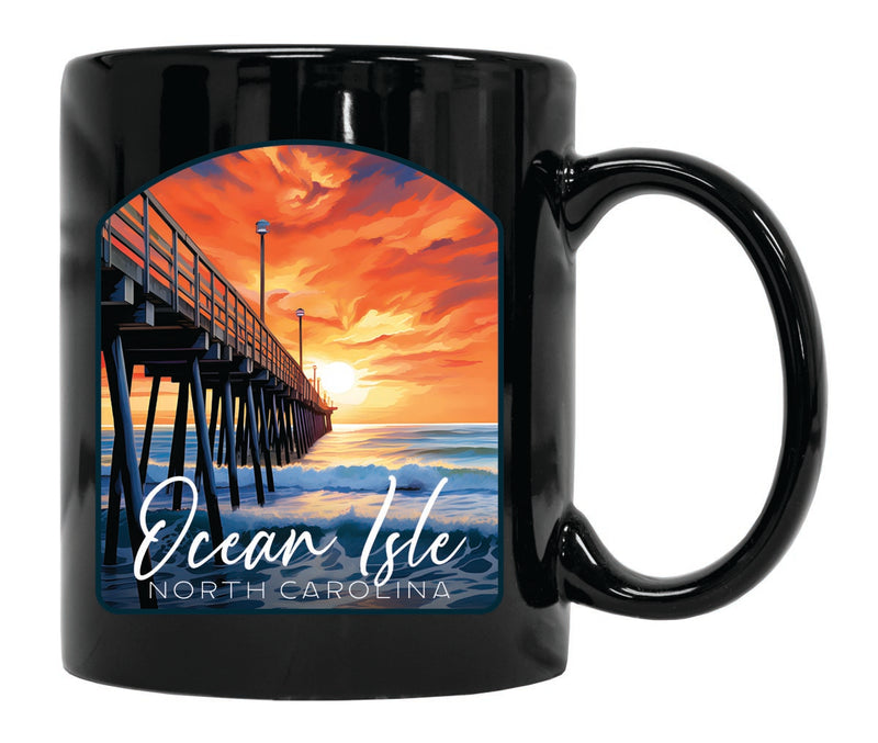Ocean Isle North Carolina Souvenir 12 oz Ceramic Coffee Mug Black