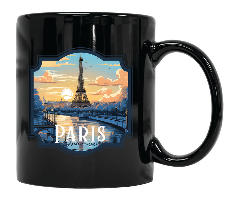 Paris France Souvenir 12 oz Ceramic Coffee Mug Black