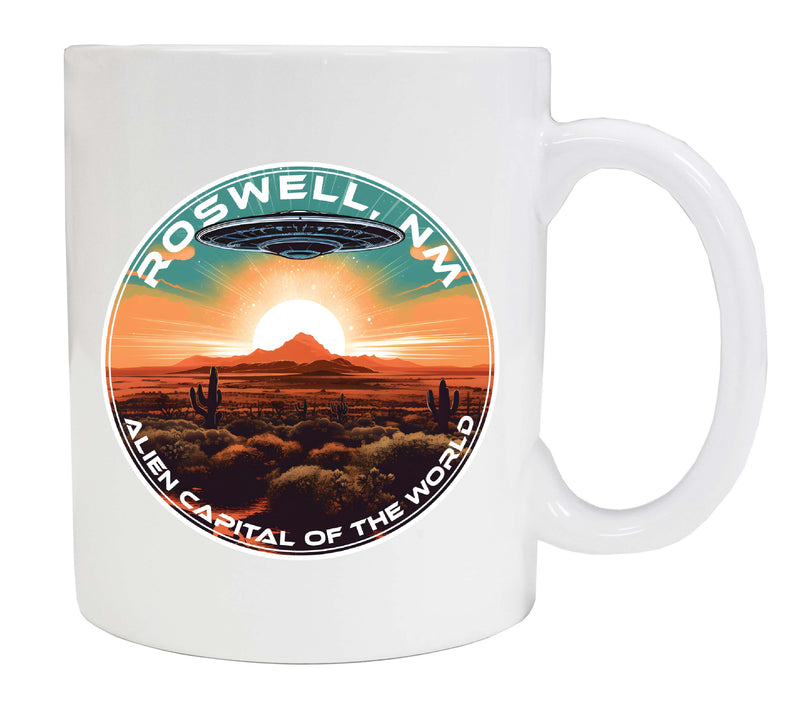 Roswell New Mexico Design A Souvenir 12 oz Ceramic Coffee Mug White 4-Pack
