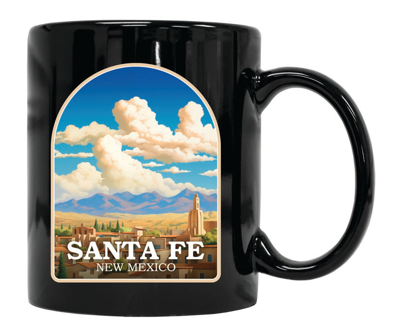 Santa Fe New Mexico Souvenir 12 oz Ceramic Coffee Mug Black